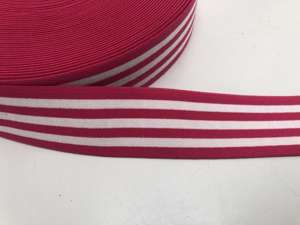 Blød elastik til undertøj -  4 cm i  stribet, pink/ hvid